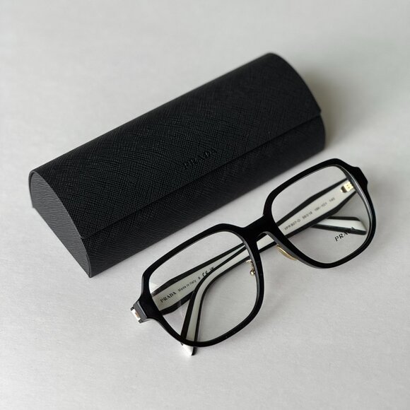 Prada Women Eyeglasses Black Square PRB07VD 16K1O1 NEW AUTHENTIC - Picture 1 of 12